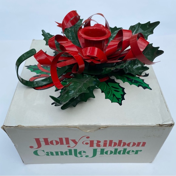 🎄Vintage Christmas Department 56 Dept 56 Holly Metal Ribbon Candle Holder - Picture 5 of 5